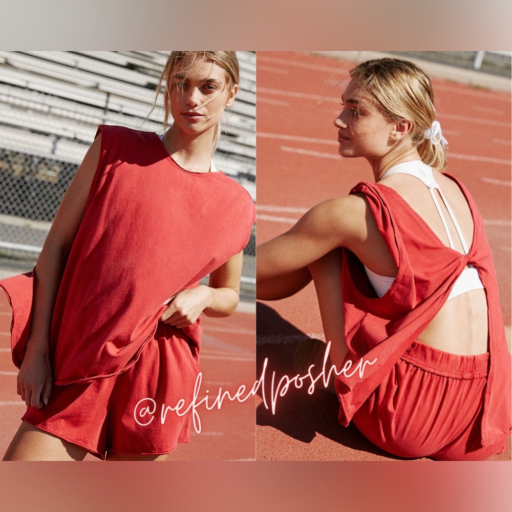 Free People Red Open-Back Tank Top